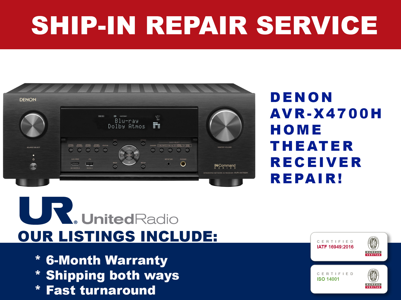 REPAIR SERVICE FOR DENON AVR-X4700H 9.2 CHANNEL HOME THEATER