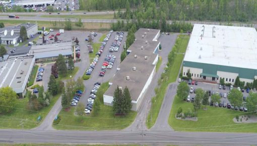 Drone shot of United Radio's Syracuse Campus